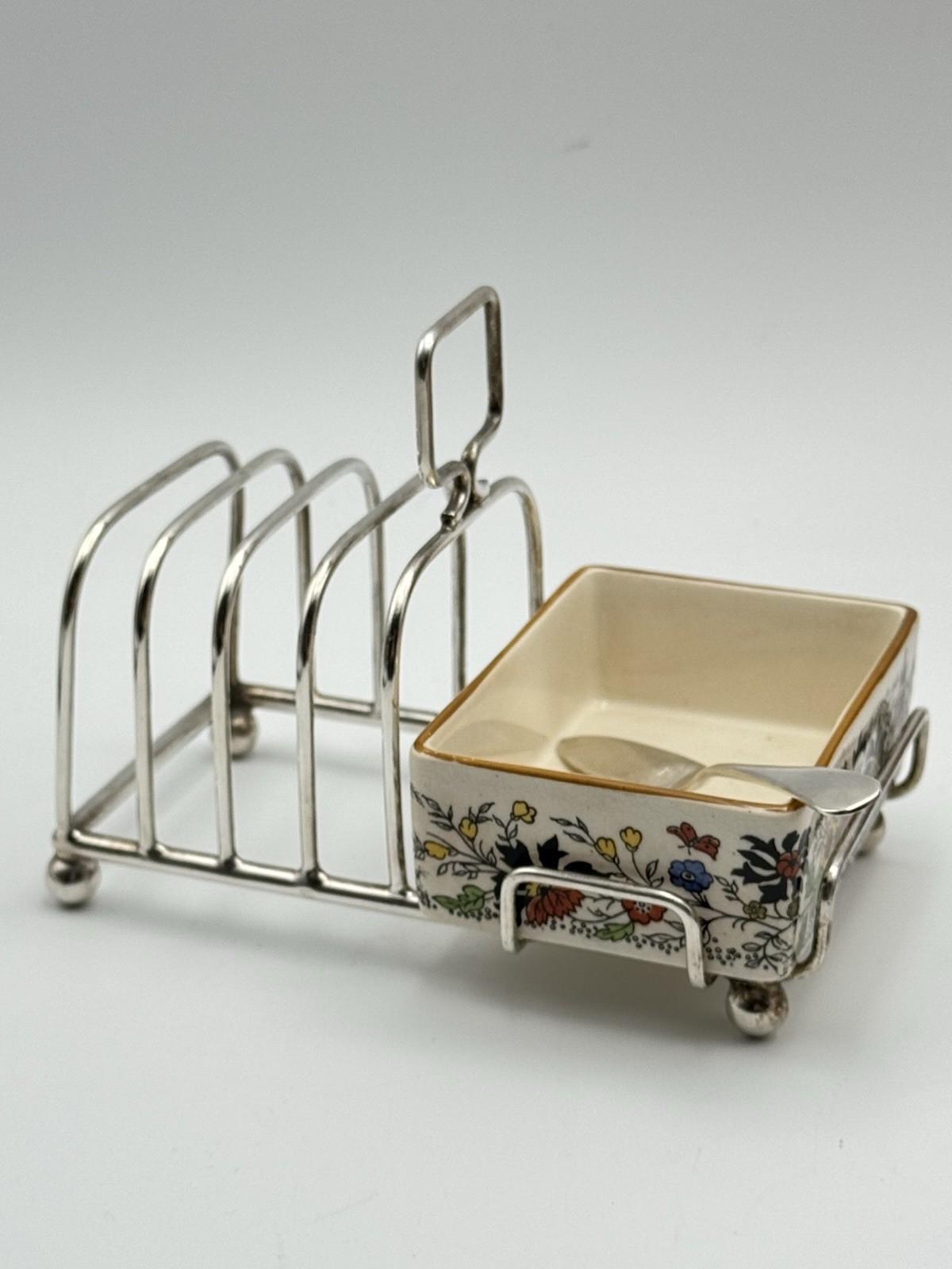 Vintage Toast Rack with Butter or Jam Server Spreader Sandland Ware English