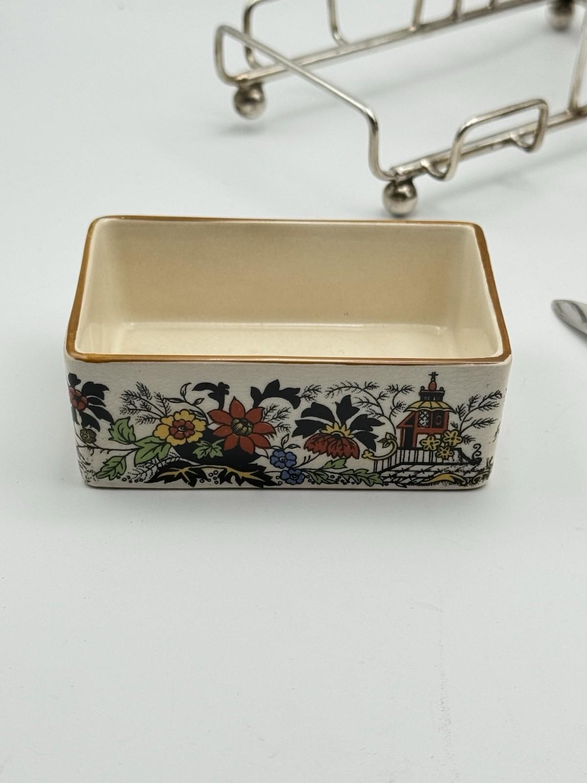 Vintage Toast Rack with Butter or Jam Server Spreader Sandland Ware English