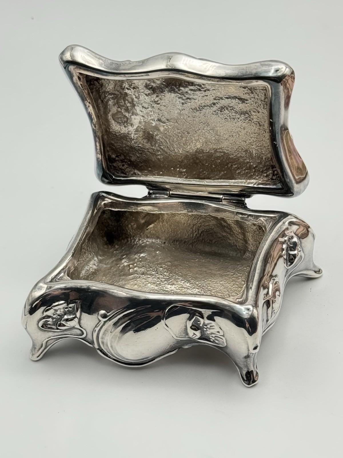 Art Nouveau Jewelry Box – Antique Rogers Silverplate, Floral Repousse EXQUISITE