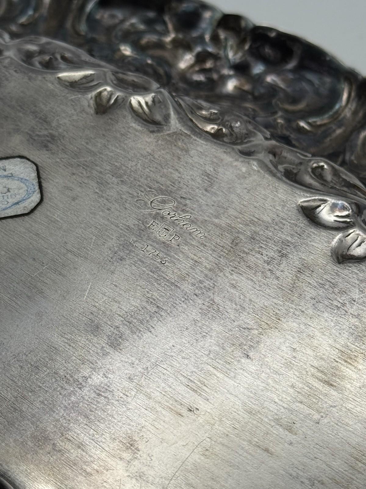 Gorham Silverplate Repoussé Serving Bowl Ornate Rococo Revival, 11.75” x 8”