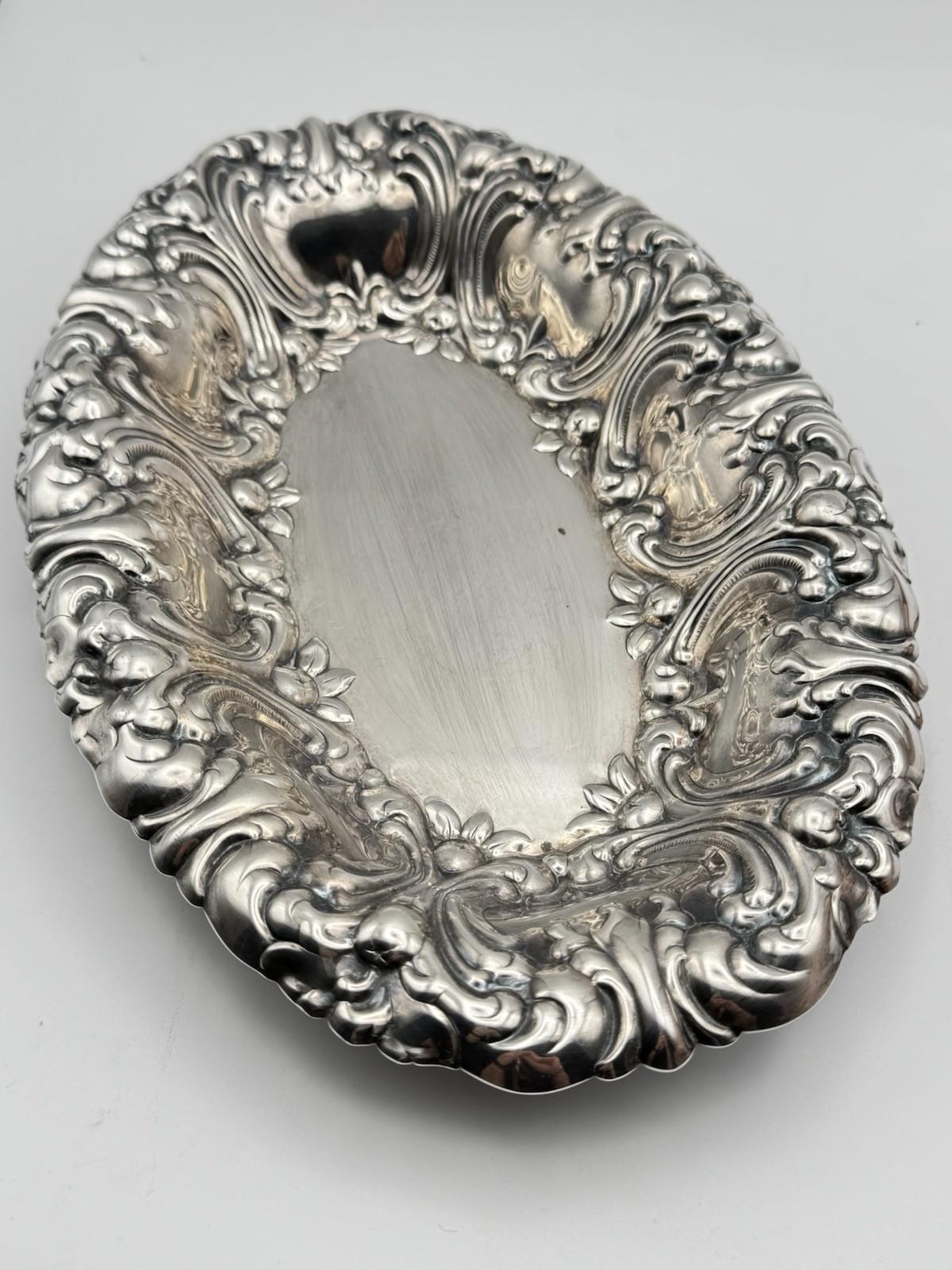Gorham Silverplate Repoussé Serving Bowl Ornate Rococo Revival, 11.75” x 8”