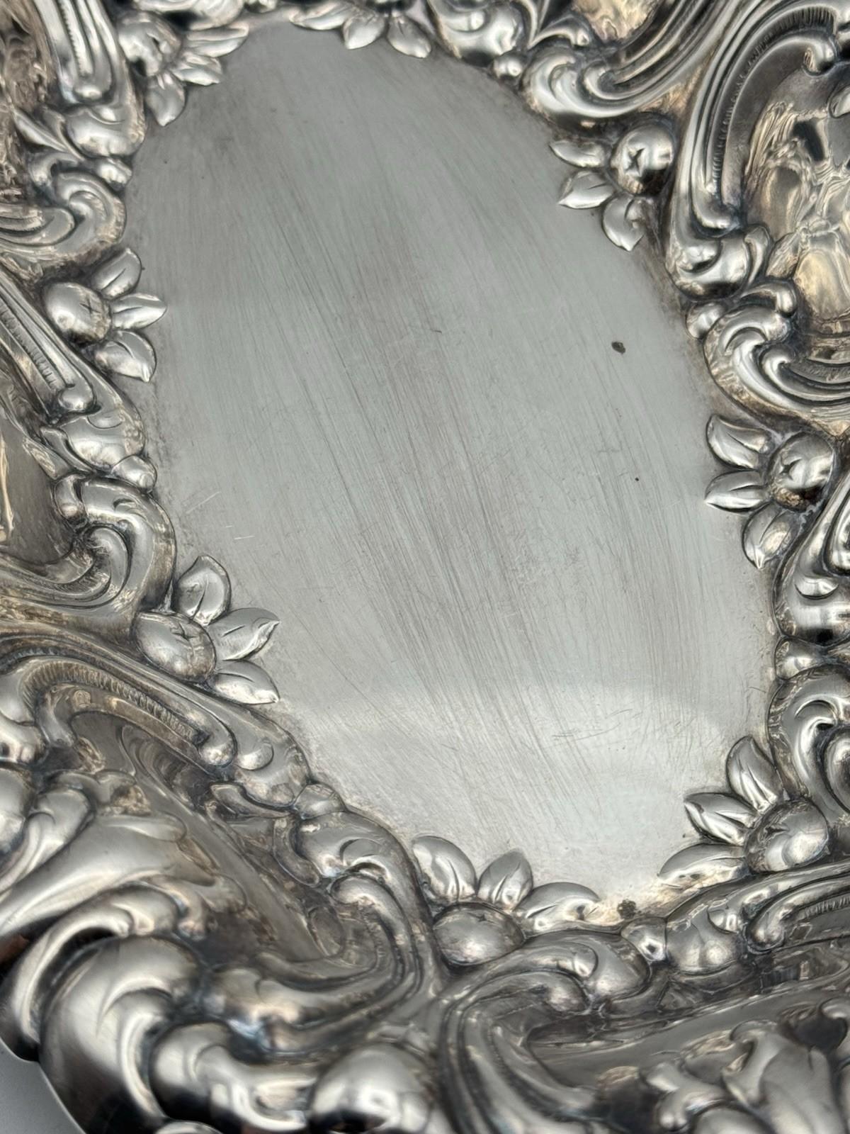 Gorham Silverplate Repoussé Serving Bowl Ornate Rococo Revival, 11.75” x 8”