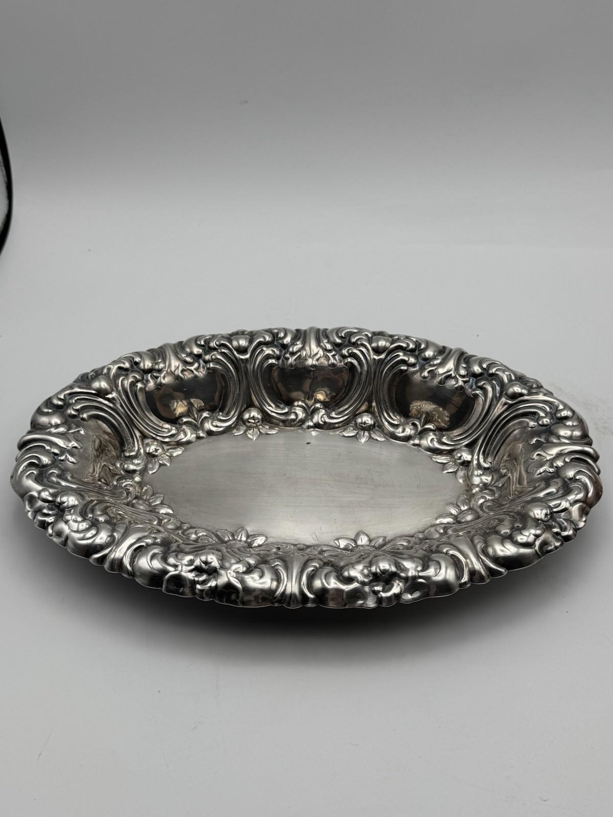 Gorham Silverplate Repoussé Serving Bowl Ornate Rococo Revival, 11.75” x 8”