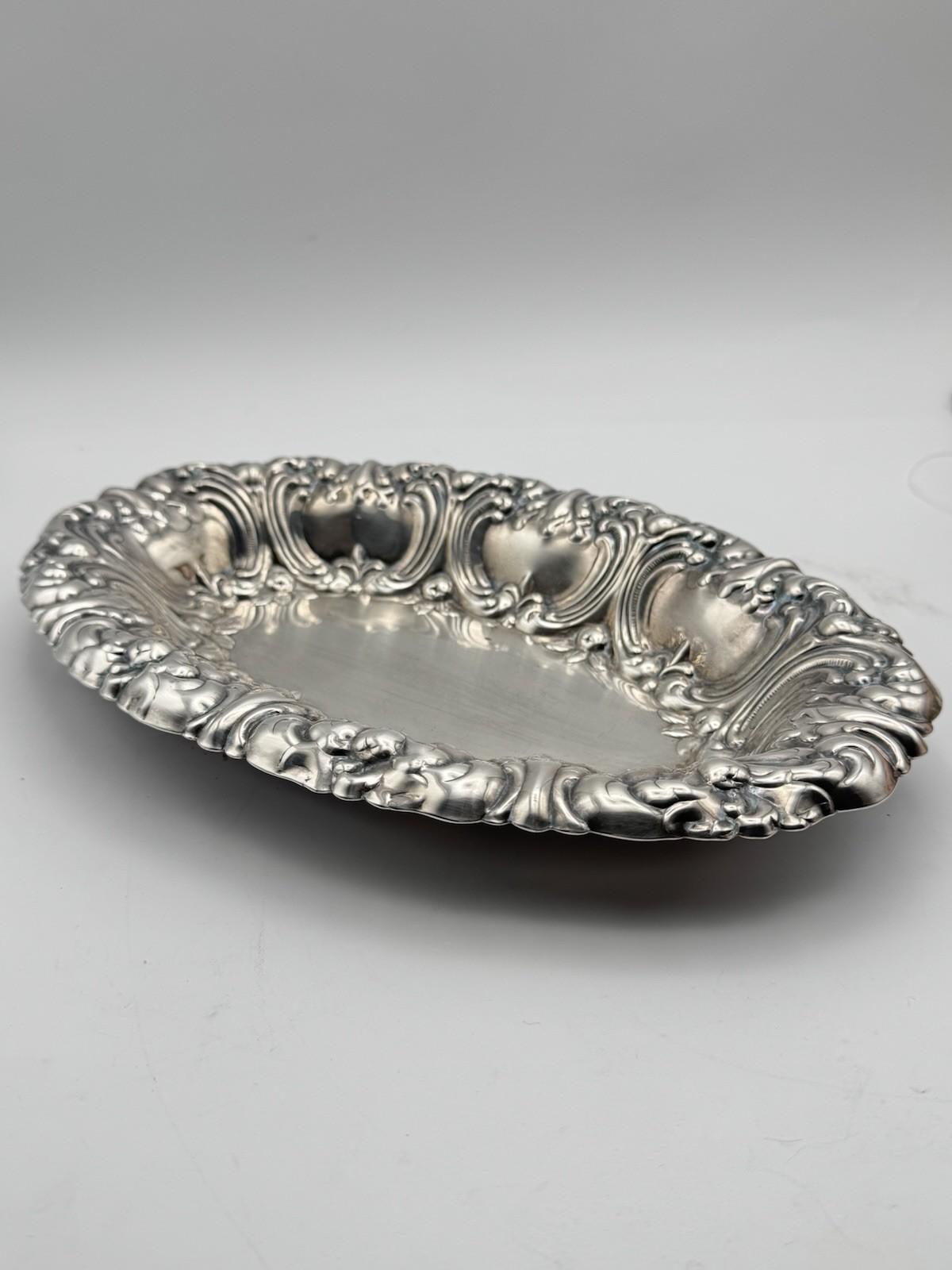 Gorham Silverplate Repoussé Serving Bowl Ornate Rococo Revival, 11.75” x 8”
