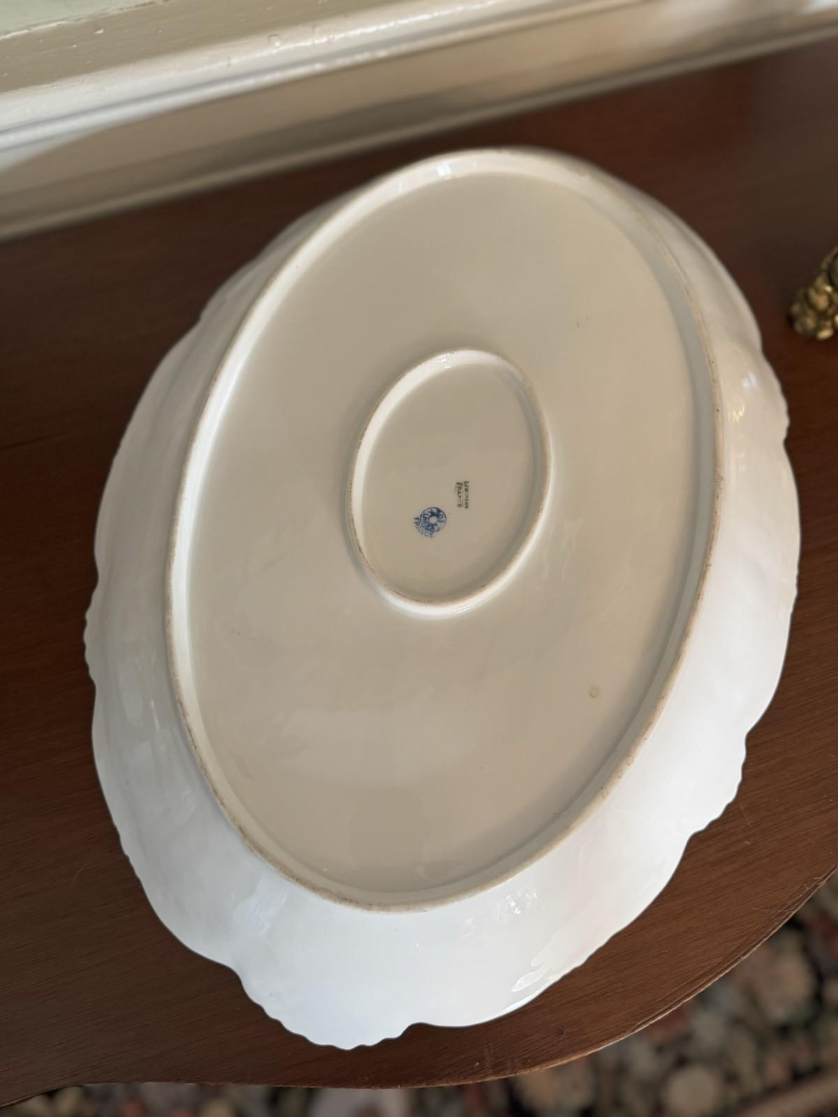 Antique Limoges France Hand Painted Pheasant Platter 18” x 12” Signed Stand NOT included.