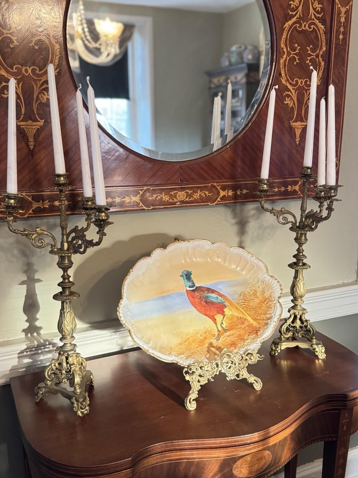 Pair 5-Light Candelabra Antique Style Brass – Rococo Revival Elegance