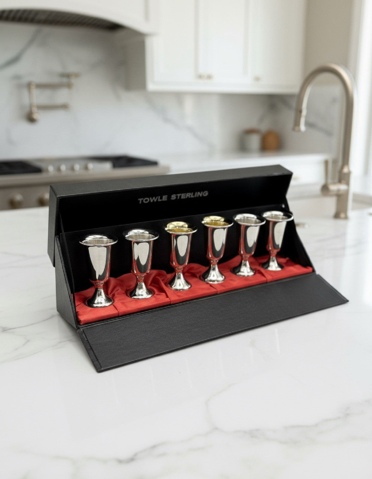 6 STERLING CORDIALS Weighted in Case 3”h 4 Towle 2 Webster