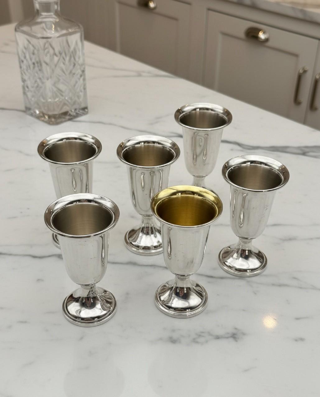 6 STERLING CORDIALS Weighted in Case 3”h 4 Towle 2 Webster