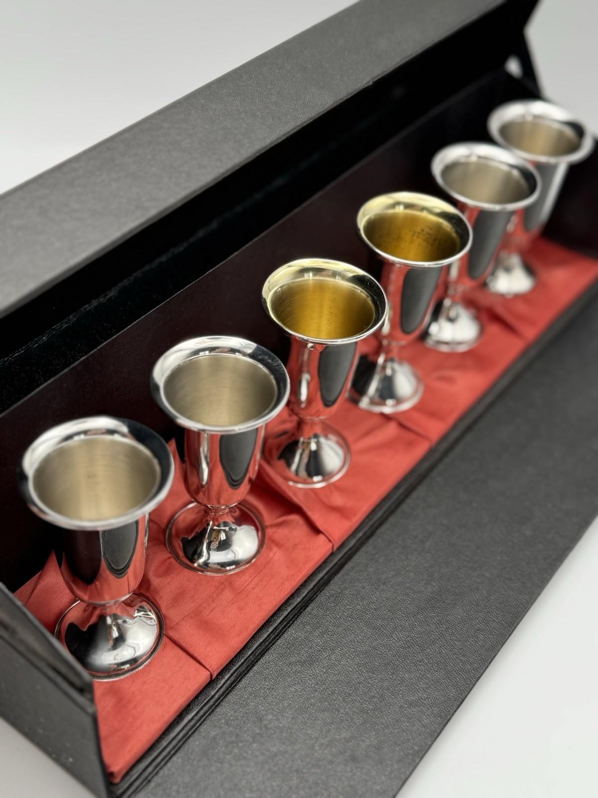 6 STERLING CORDIALS Weighted in Case 3”h 4 Towle 2 Webster