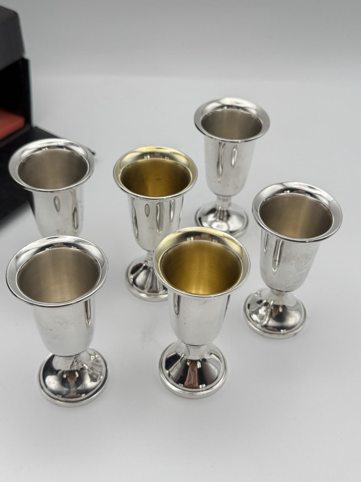 6 STERLING CORDIALS Weighted in Case 3”h 4 Towle 2 Webster