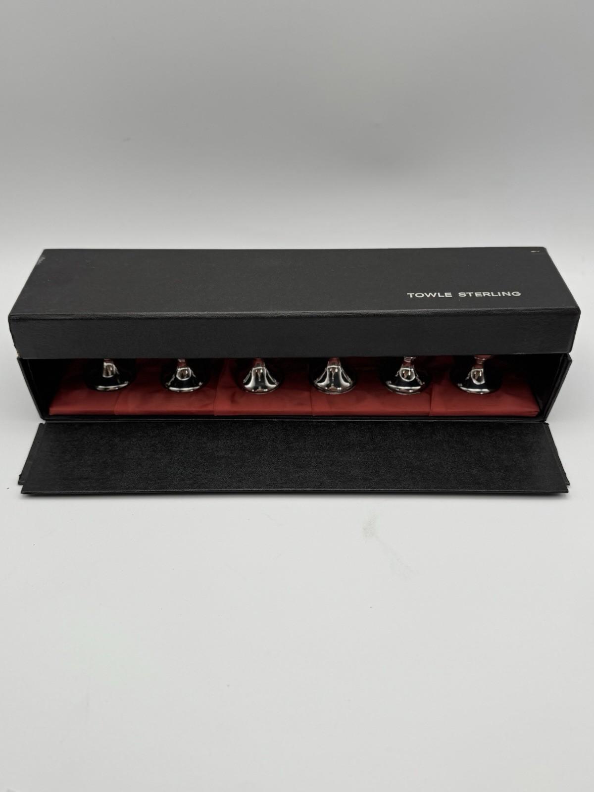 6 STERLING CORDIALS Weighted in Case 3”h 4 Towle 2 Webster