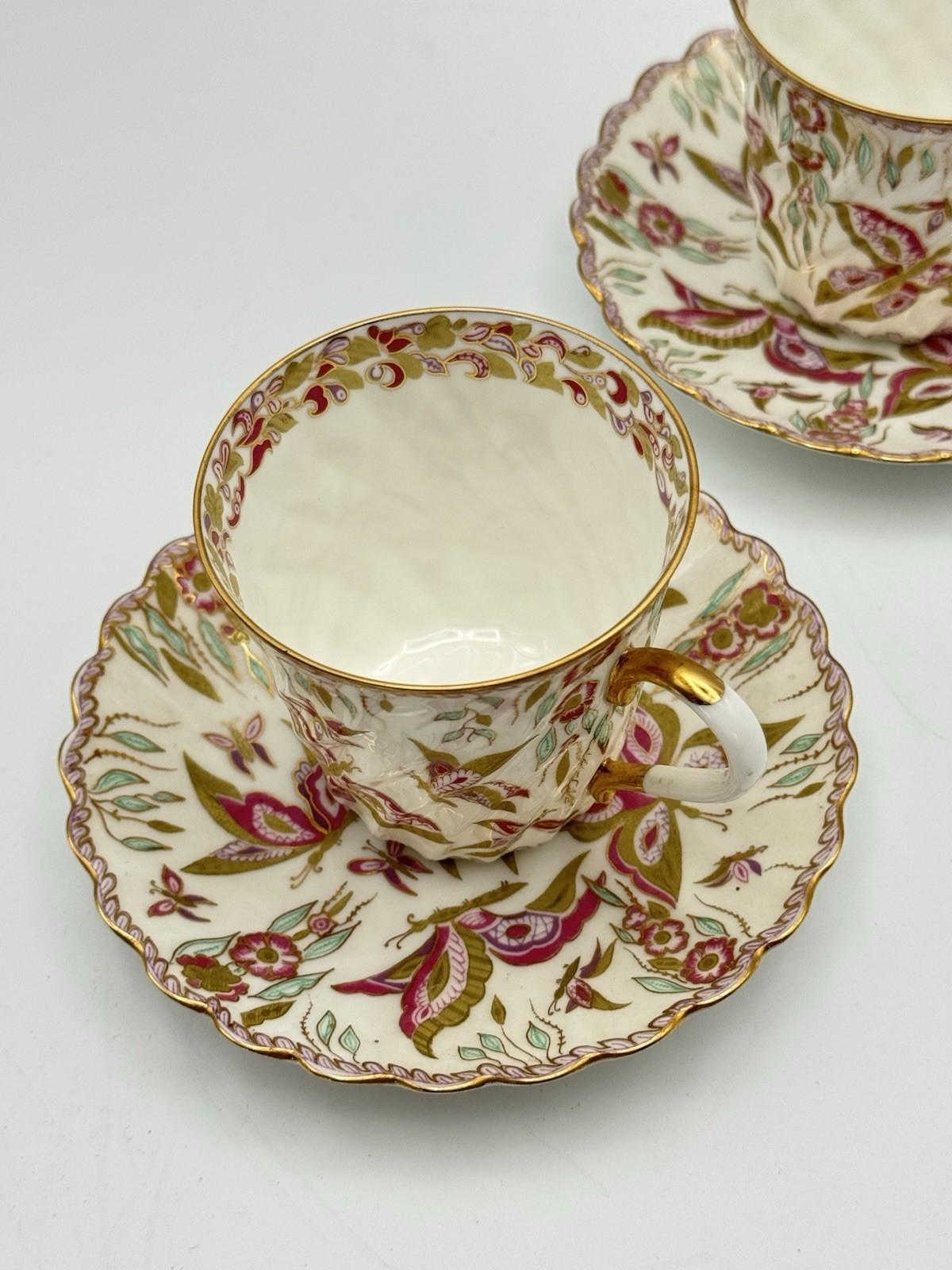 Pair Lomonosov Espresso Cup & Saucer Pink Butterfly Hand Painted Russia 2001 RARE‼️