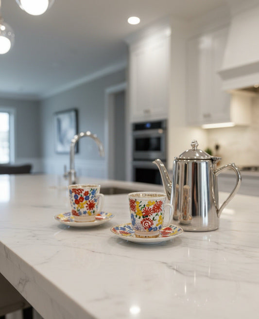 Rare Lomonosov Espresso Cup & Saucer Pair Hand Decorated Russia