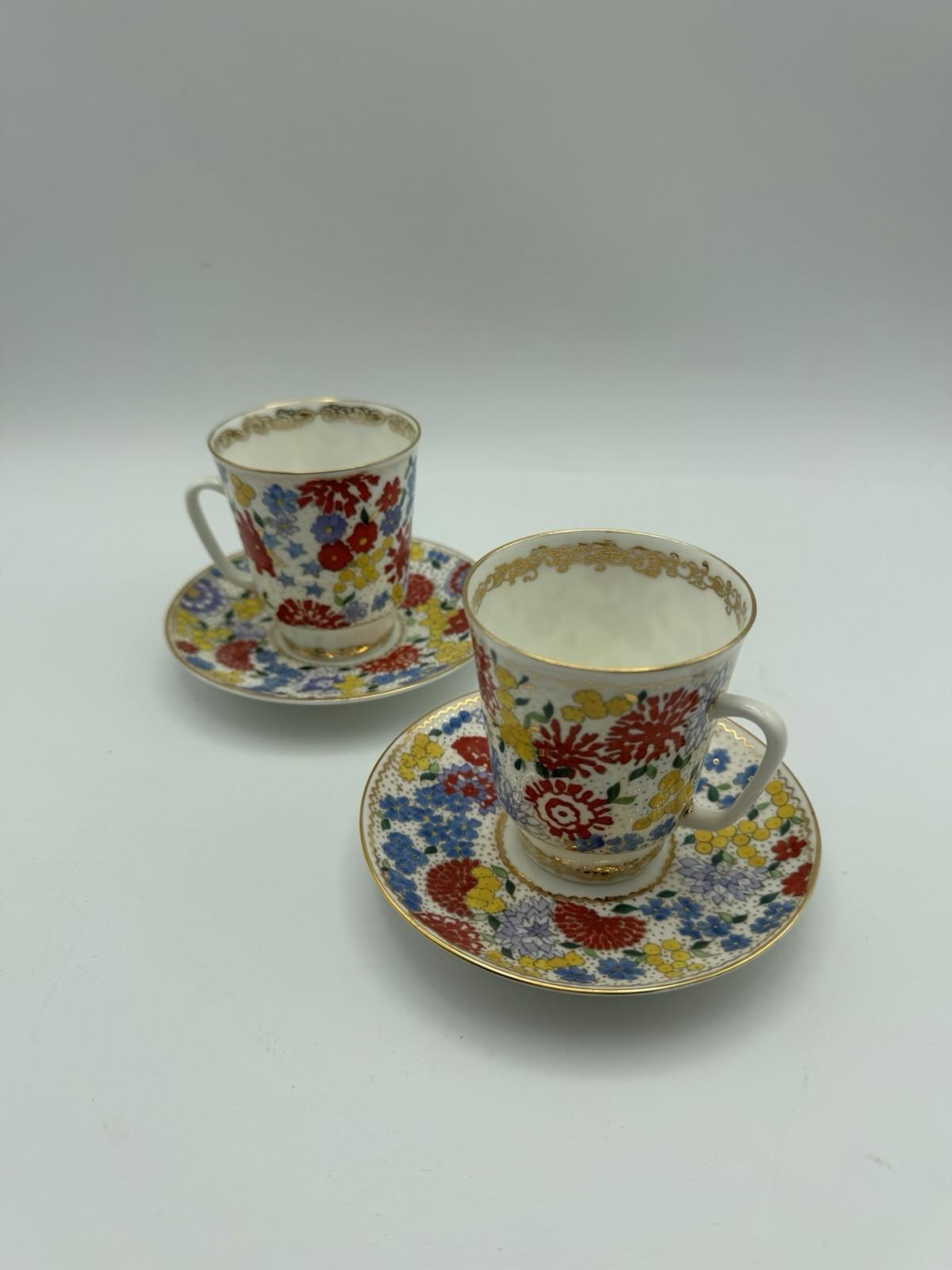 Rare Lomonosov Espresso Cup & Saucer Pair Hand Decorated Russia