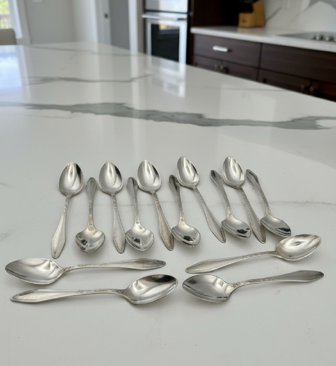 14 Demitasse Spoons Old Company Plate 4.3in Silverplate Vintage Set
