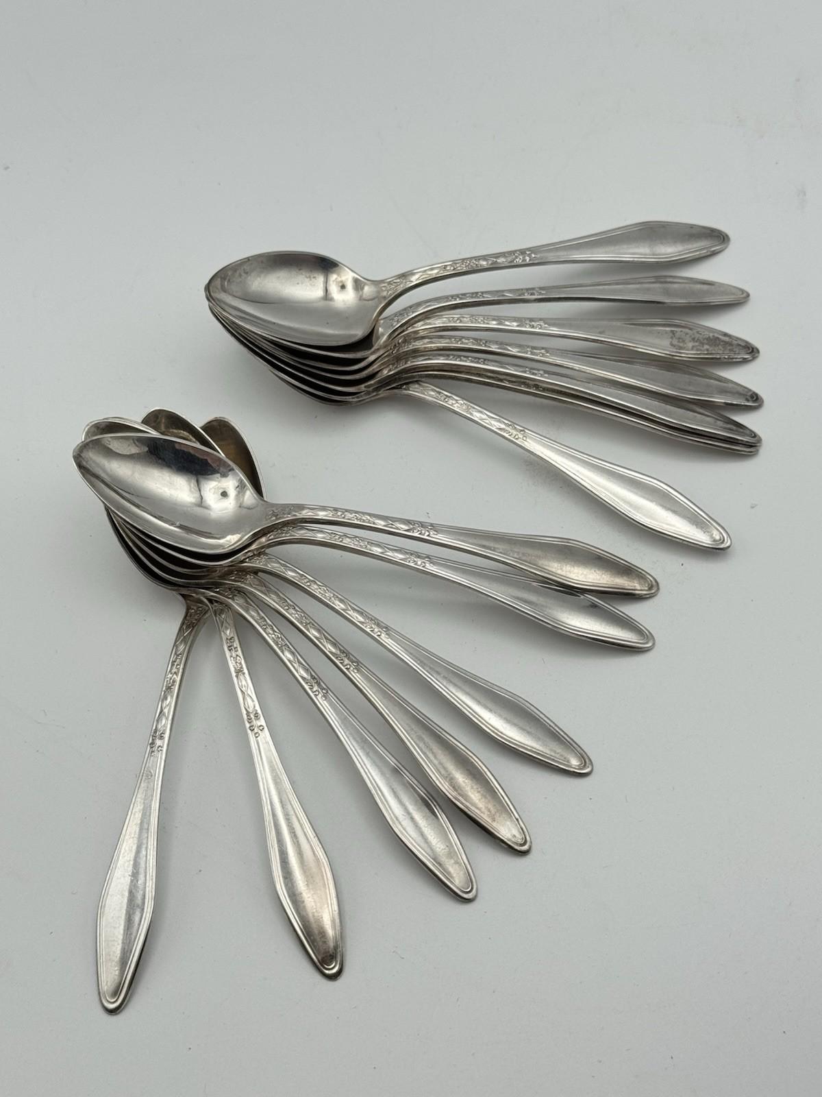 14 Demitasse Spoons Old Company Plate 4.3in Silverplate Vintage Set