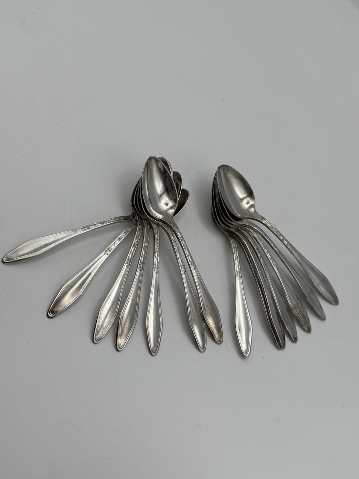 14 Demitasse Spoons Old Company Plate 4.3in Silverplate Vintage Set