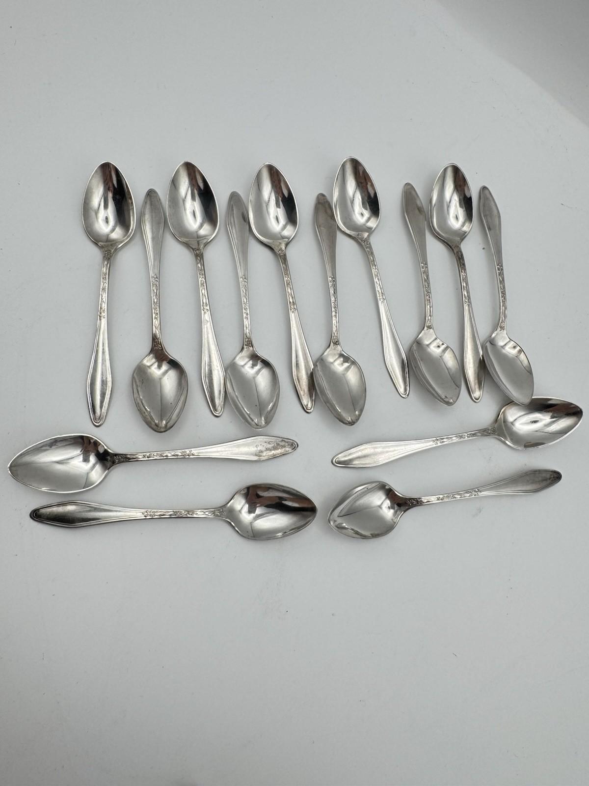 14 Demitasse Spoons Old Company Plate 4.3in Silverplate Vintage Set