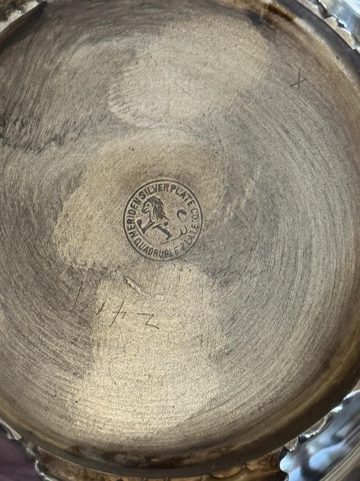 Antique Meriden Silver Plate 6 Pc Tea & Coffee Set + Tray Victorian Quadruple