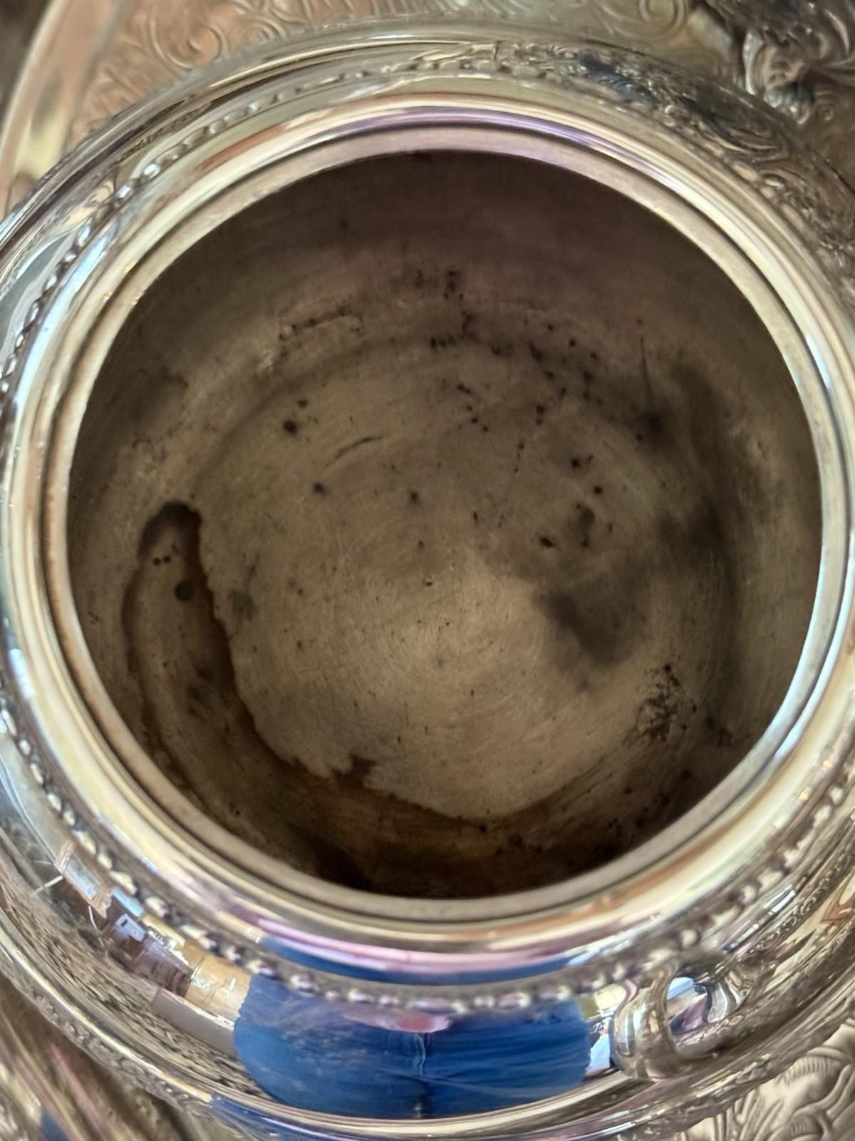 Antique Meriden Silver Plate 6 Pc Tea & Coffee Set + Tray Victorian Quadruple