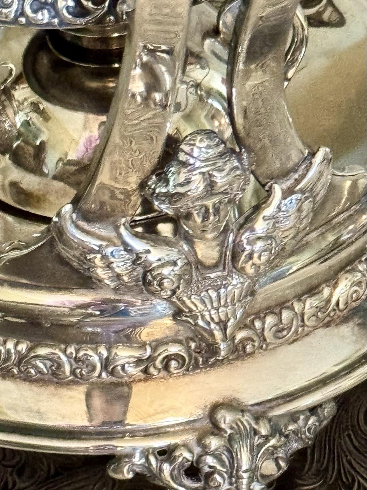 Antique Meriden Silver Plate 6 Pc Tea & Coffee Set + Tray Victorian Quadruple