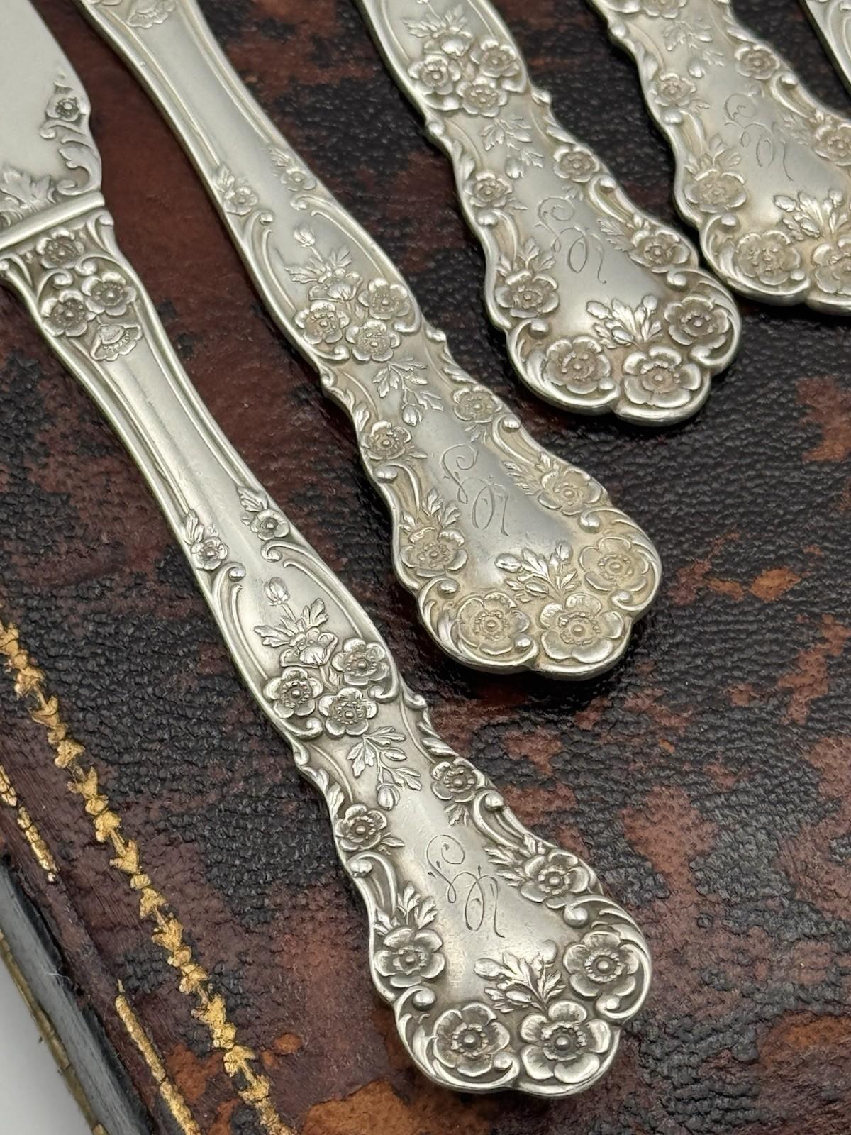 6 Sterling Gorham Buttercup Butter Knives Spreaders Pat 1900 Mono G - 142.6g