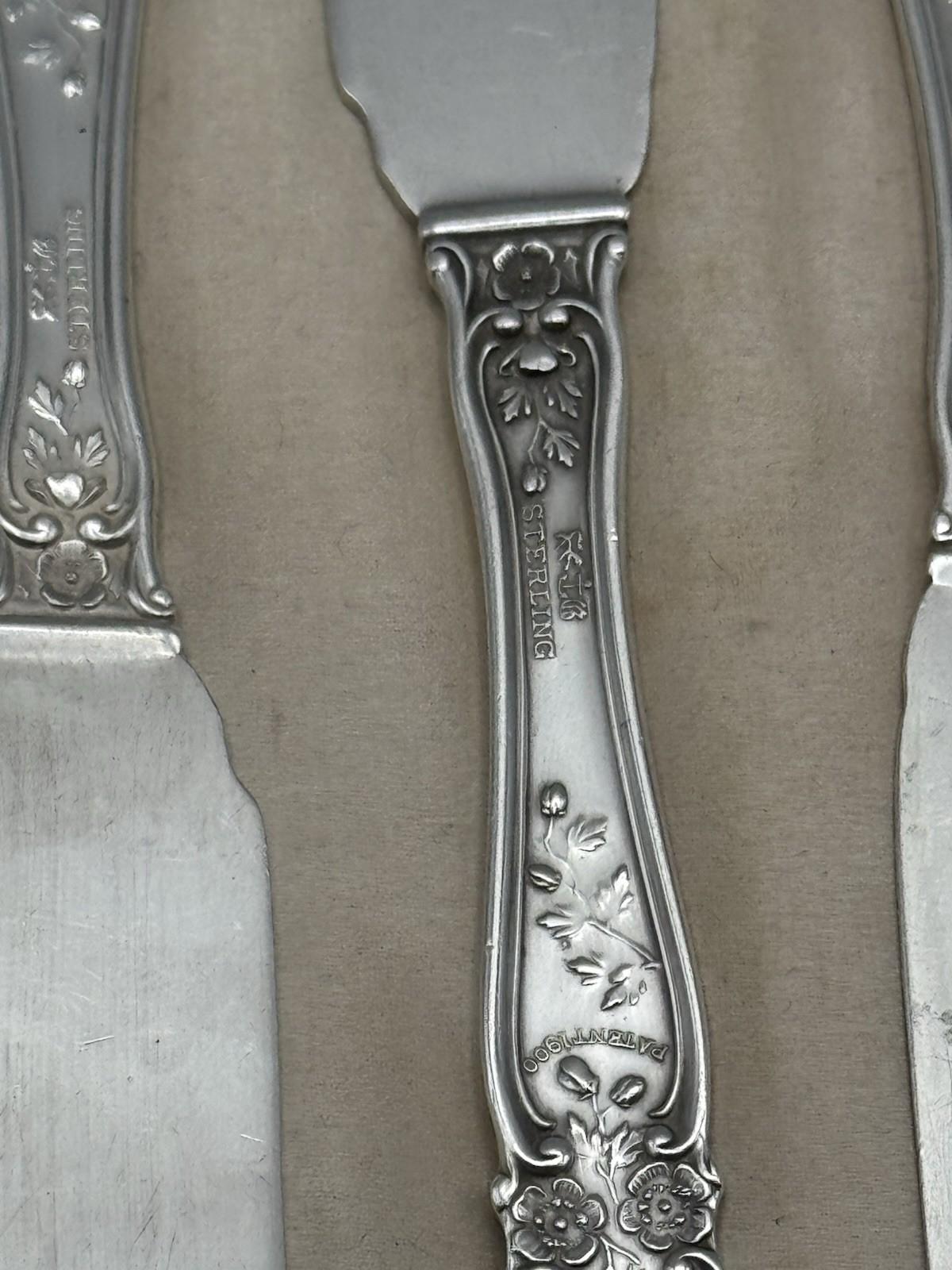 6 Sterling Gorham Buttercup Butter Knives Spreaders Pat 1900 Mono G - 142.6g