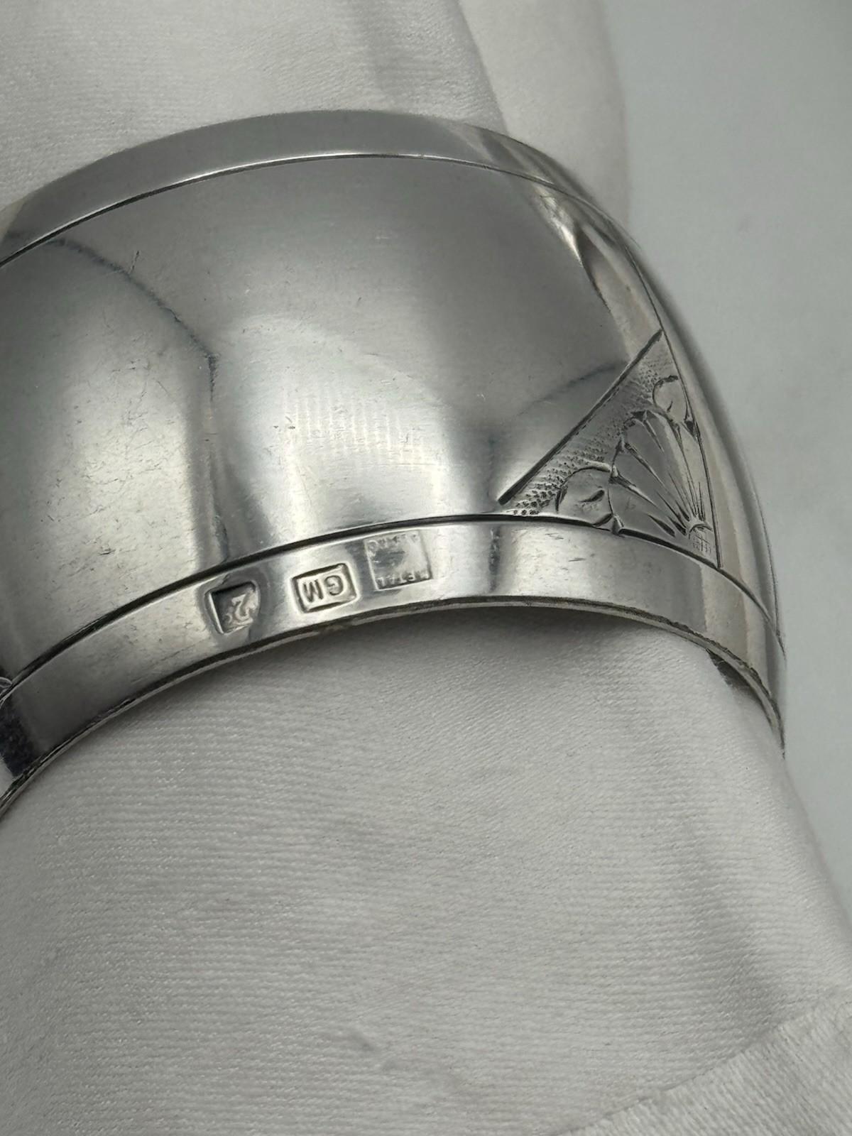 Antique Silverplate Napkin Ring Pair – Engraved Monogram, 1.75” d