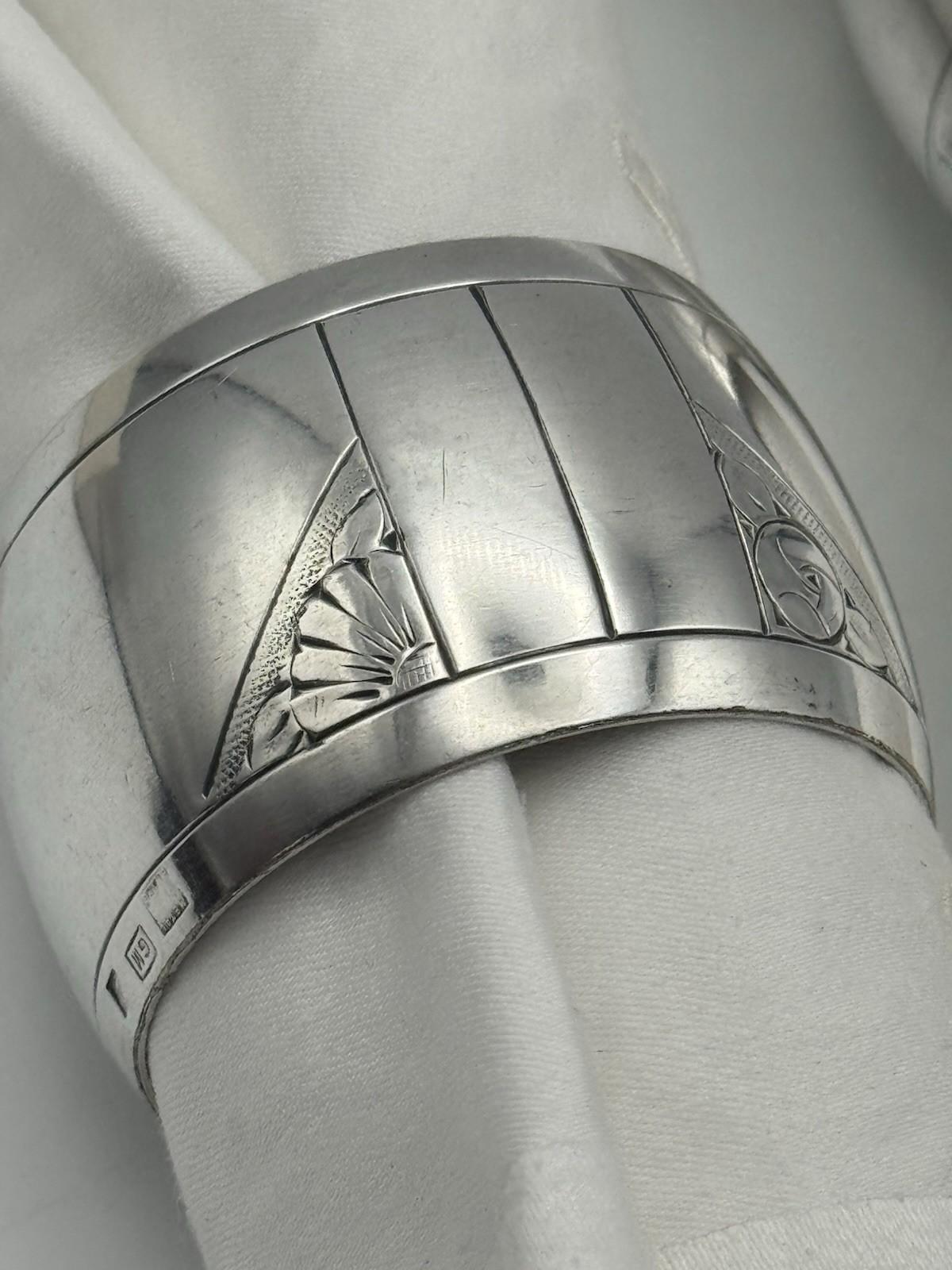 Antique Silverplate Napkin Ring Pair – Engraved Monogram, 1.75” d