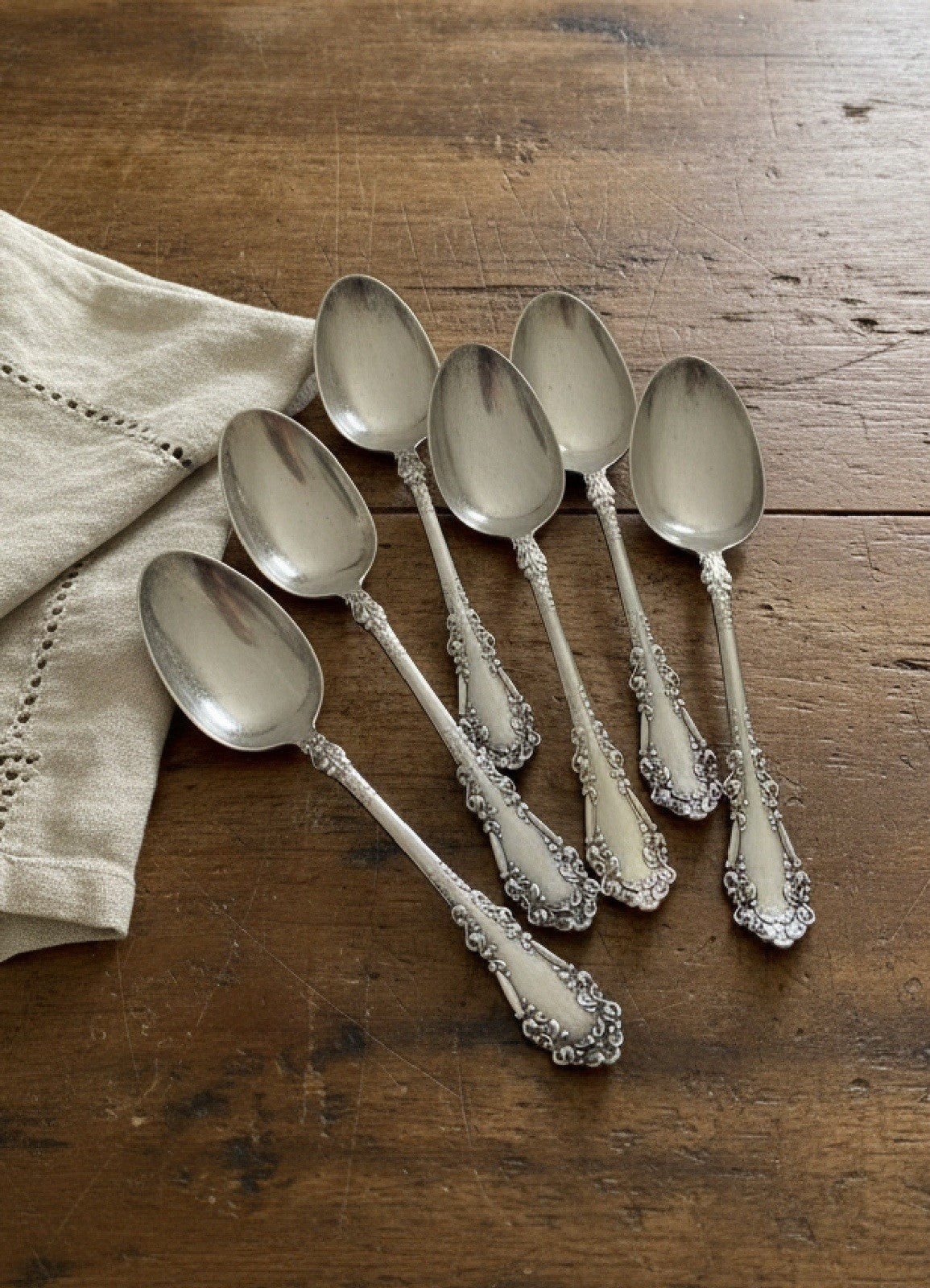 6 BERKSHIRE Dinner Spoons Silverplate Rogers 1847 AI Antique