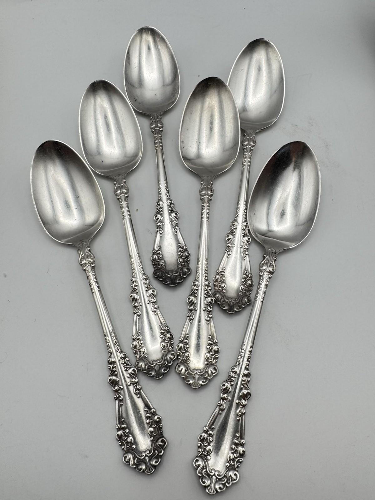 6 BERKSHIRE Dinner Spoons Silverplate Rogers 1847 AI Antique
