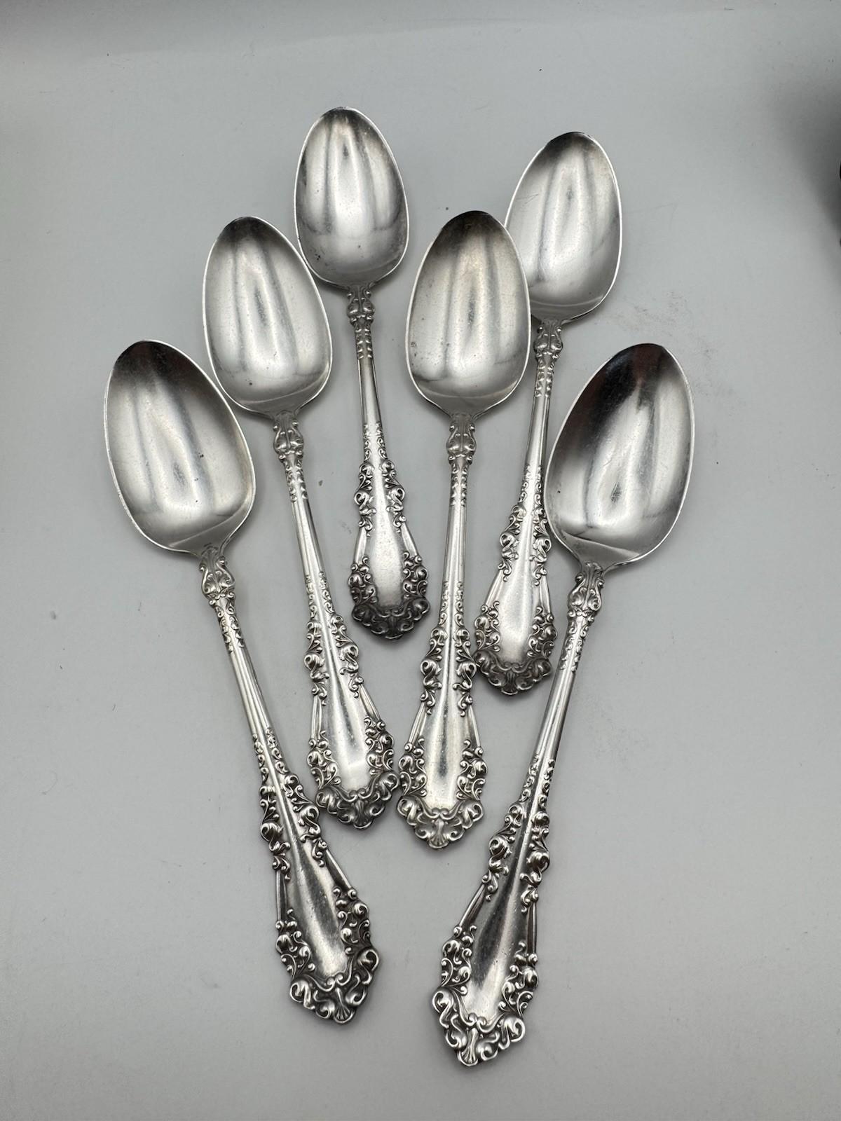 6 BERKSHIRE Dinner Spoons Silverplate Rogers 1847 AI Antique