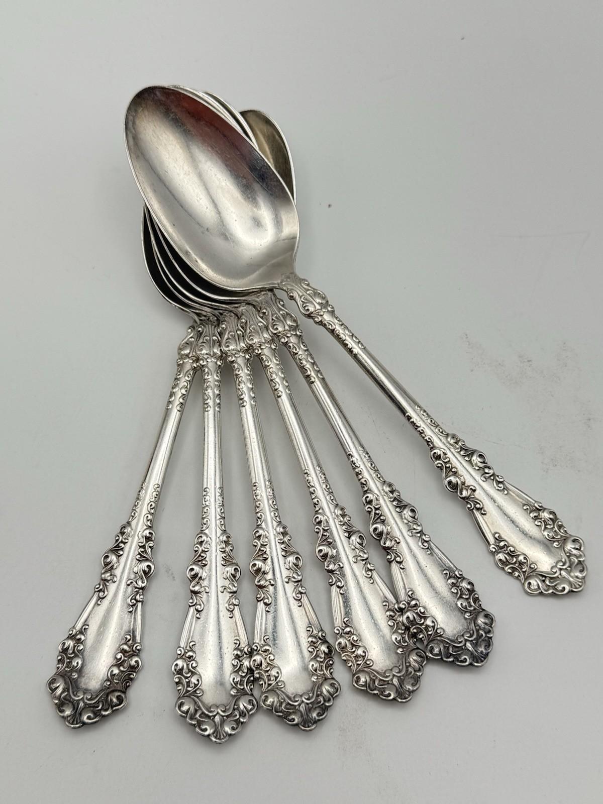 6 BERKSHIRE Dinner Spoons Silverplate Rogers 1847 AI Antique