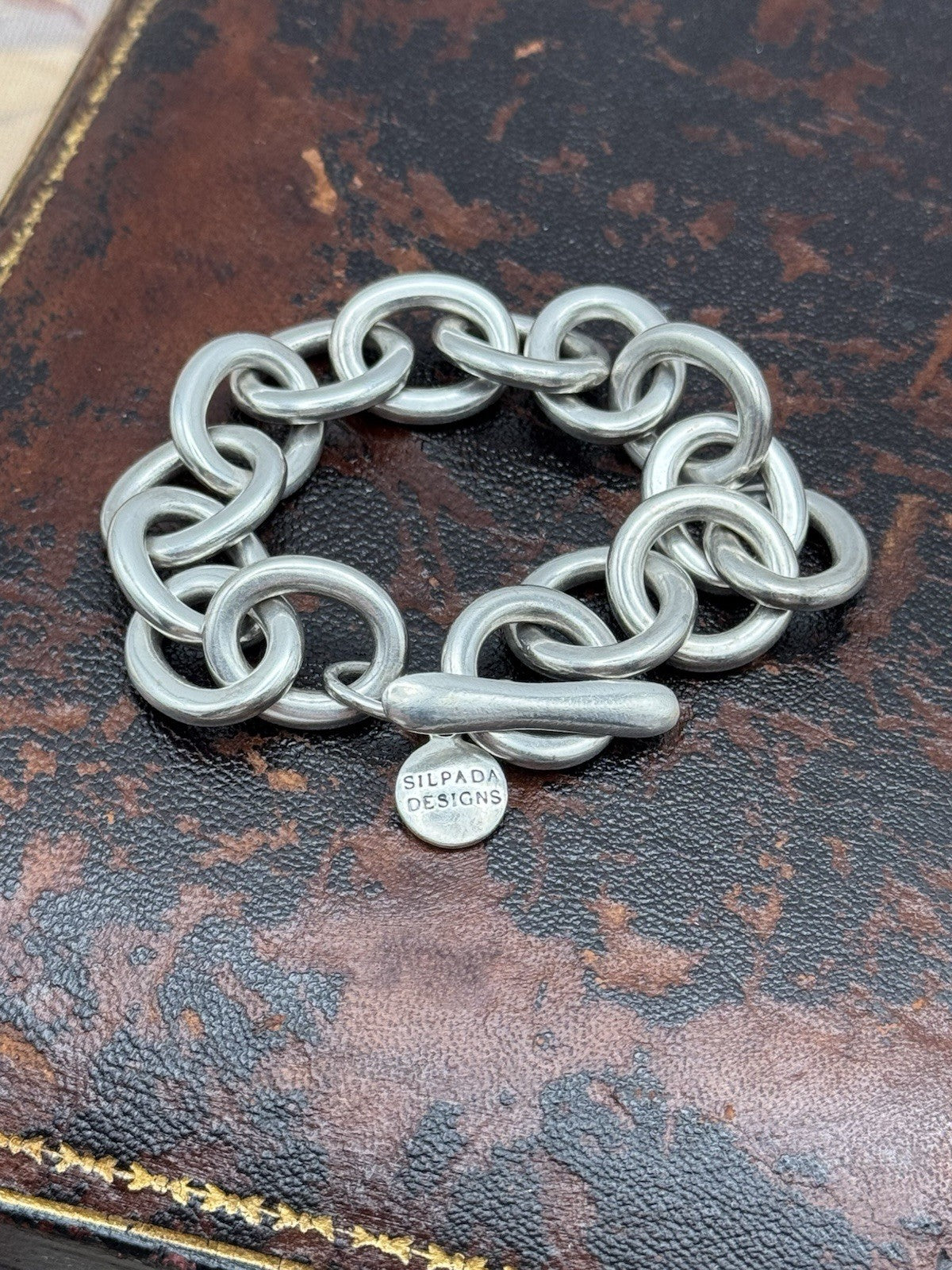 VINTAGE Sterling Silver Toggle Bracelet 925 Thailand Chunky 44.7g 6.5”+Wearable