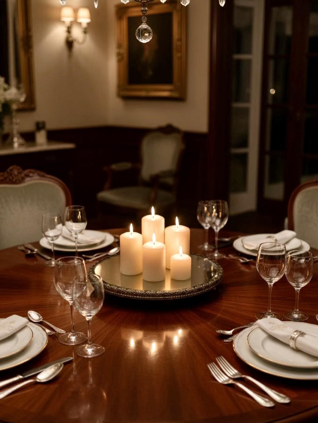 Antique Mirror Plateau Art Nouveau Dresser Vanity Tray 12in Centerpiece Round