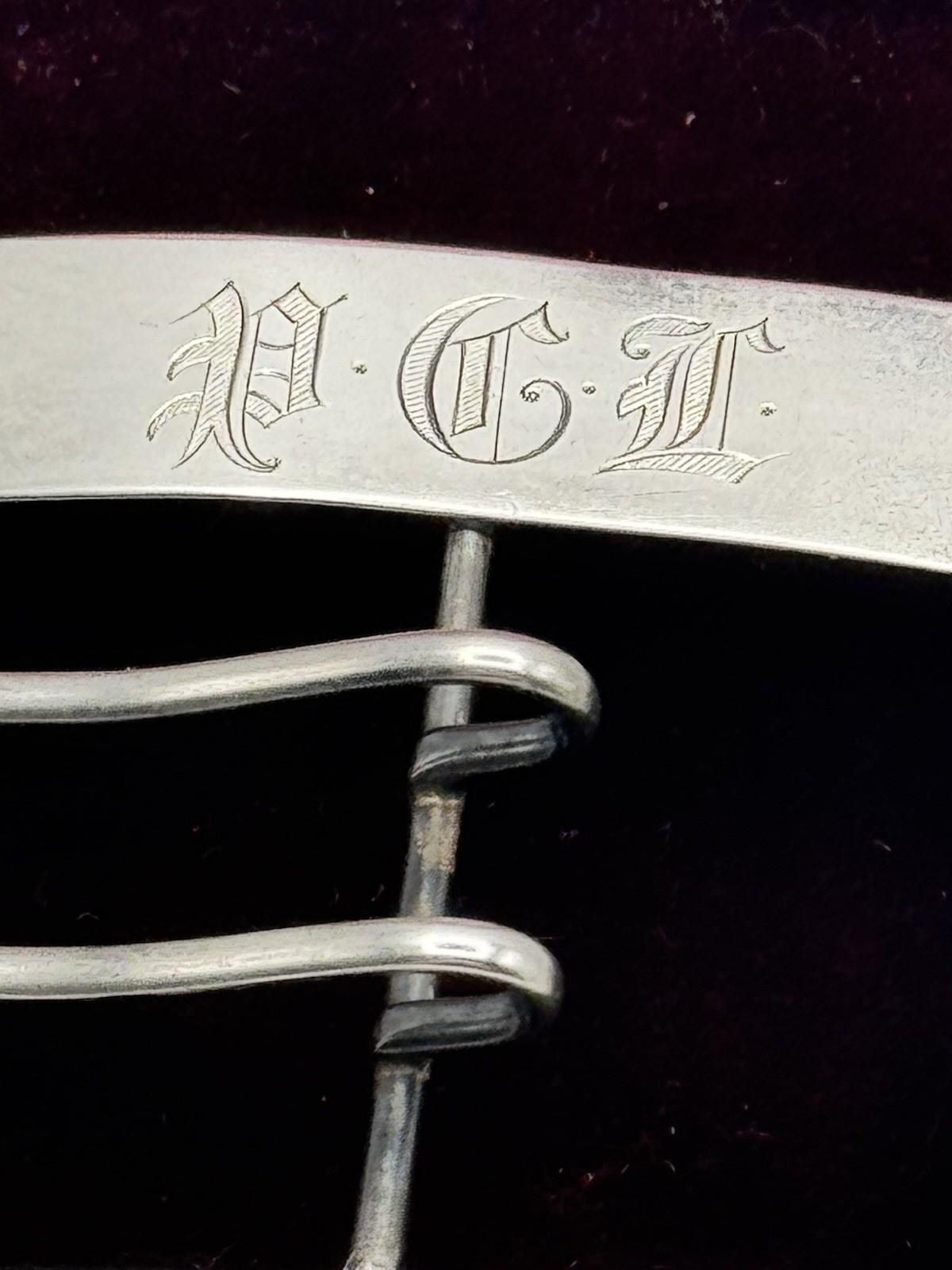 Antique Sterling Silver Belt Buckle Monogram PGL 54.4g Circa 3.5 x 3.15in