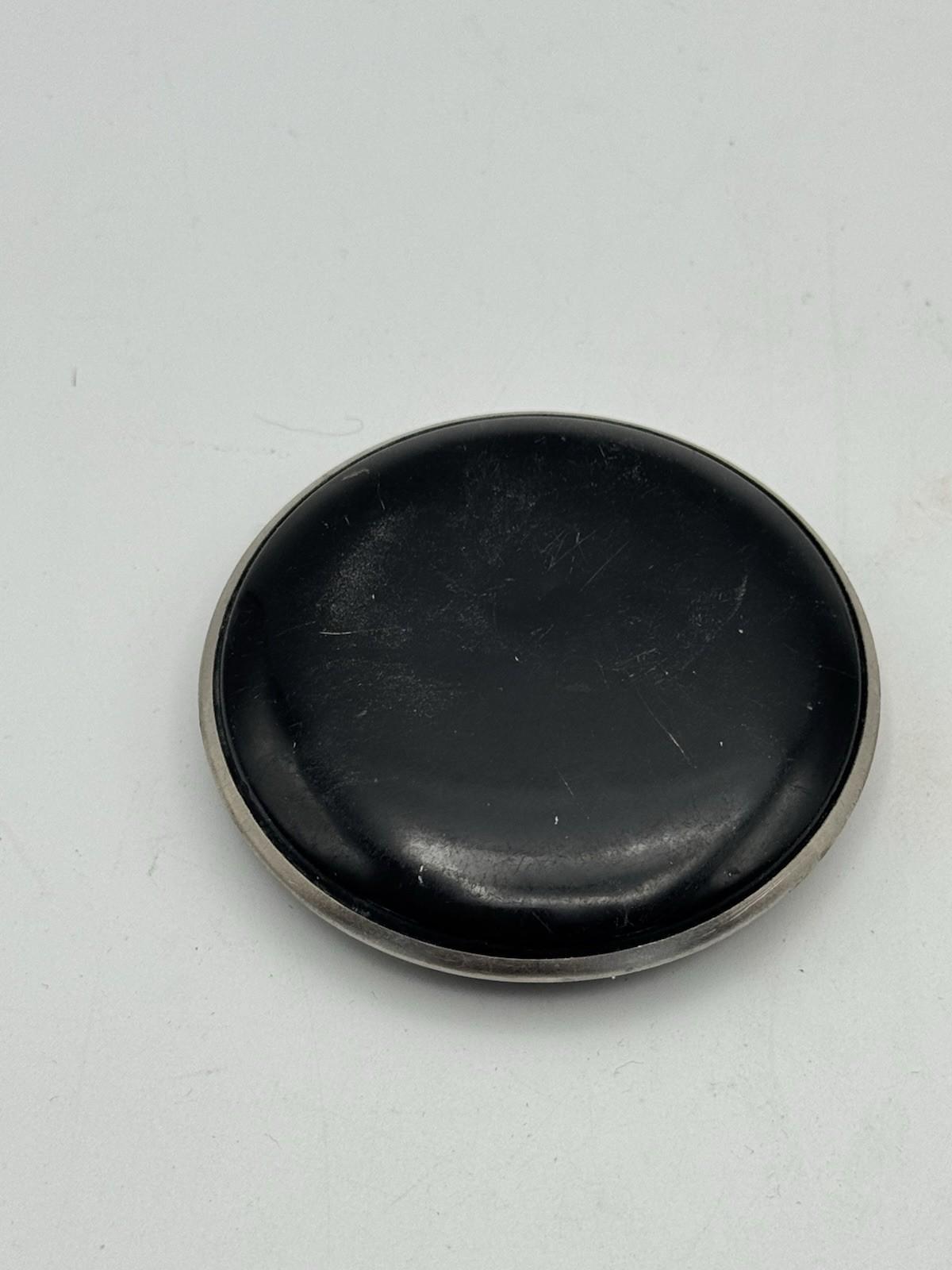 Vintage Souvenir Compact Waco Texas Black Enamel Scenic Round 2.75”