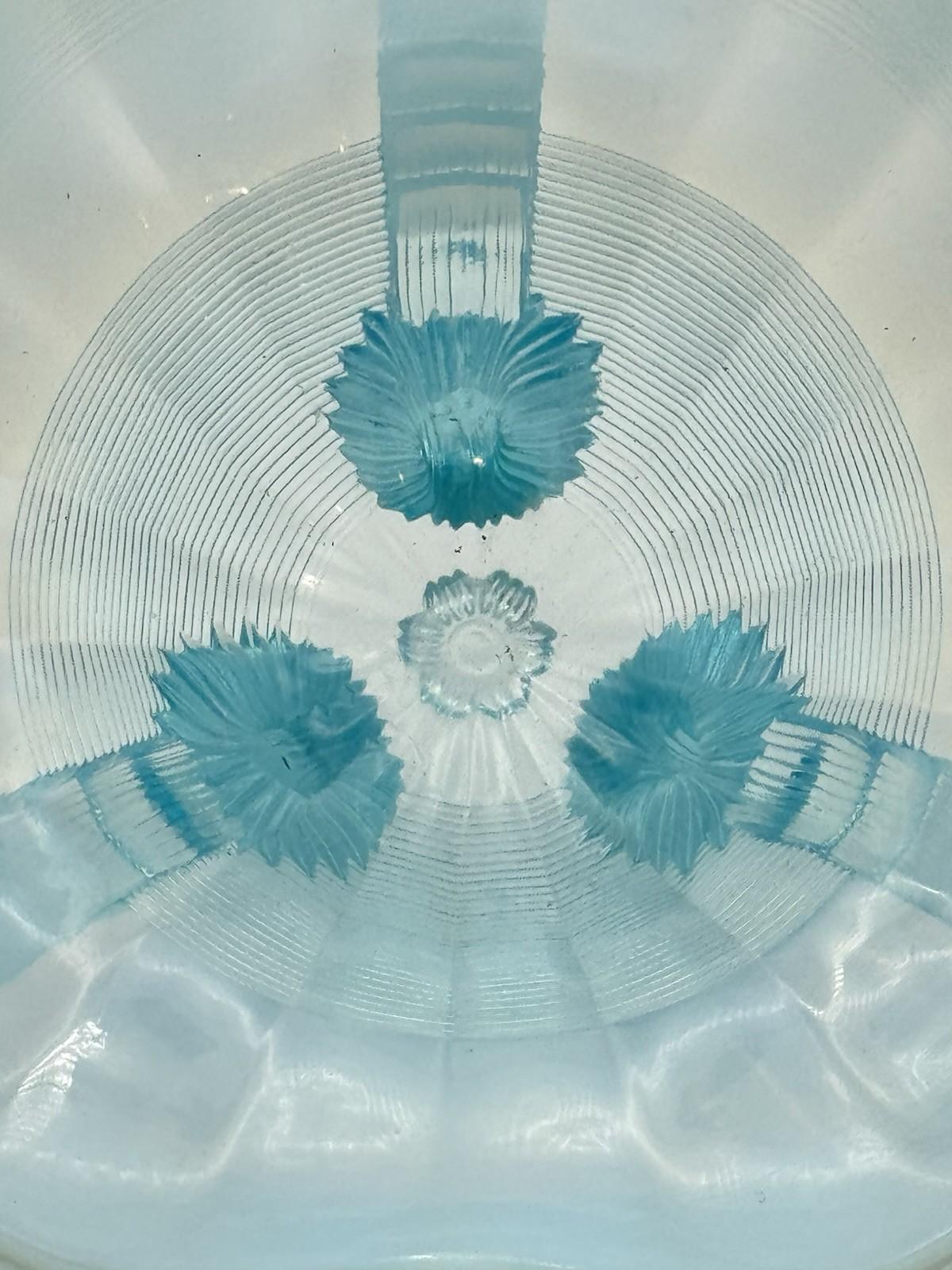 Northwood Blue Opalescent 3 Footed Bon Bon Bowl Dish