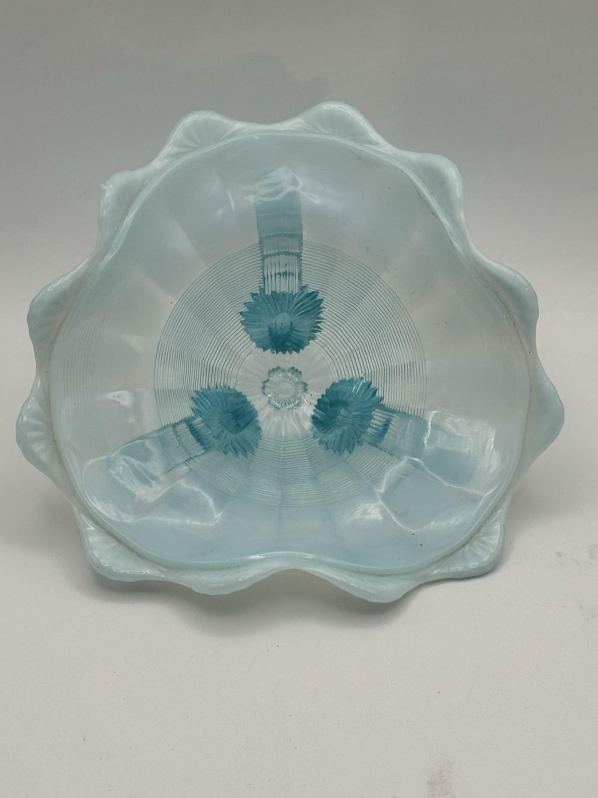 Northwood Blue Opalescent 3 Footed Bon Bon Bowl Dish