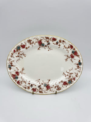 Minton Platter Ancestral Scalloped Floral Gold Rim England Porcelain 10.25”