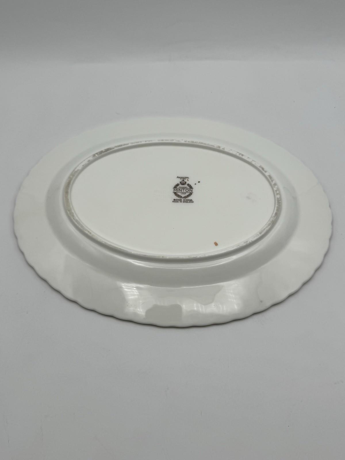 Minton Platter Ancestral Scalloped Floral Gold Rim England Porcelain 10.25”