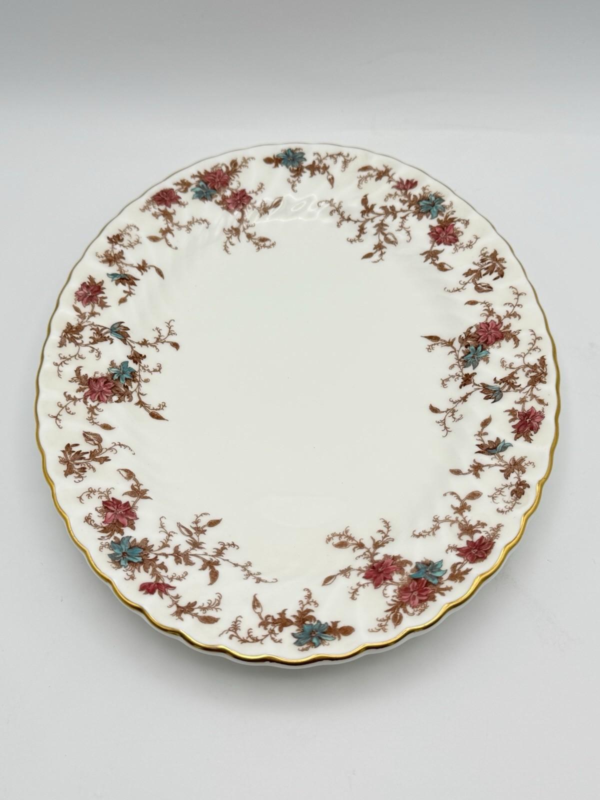 Minton Platter Ancestral Scalloped Floral Gold Rim England Porcelain 10.25”