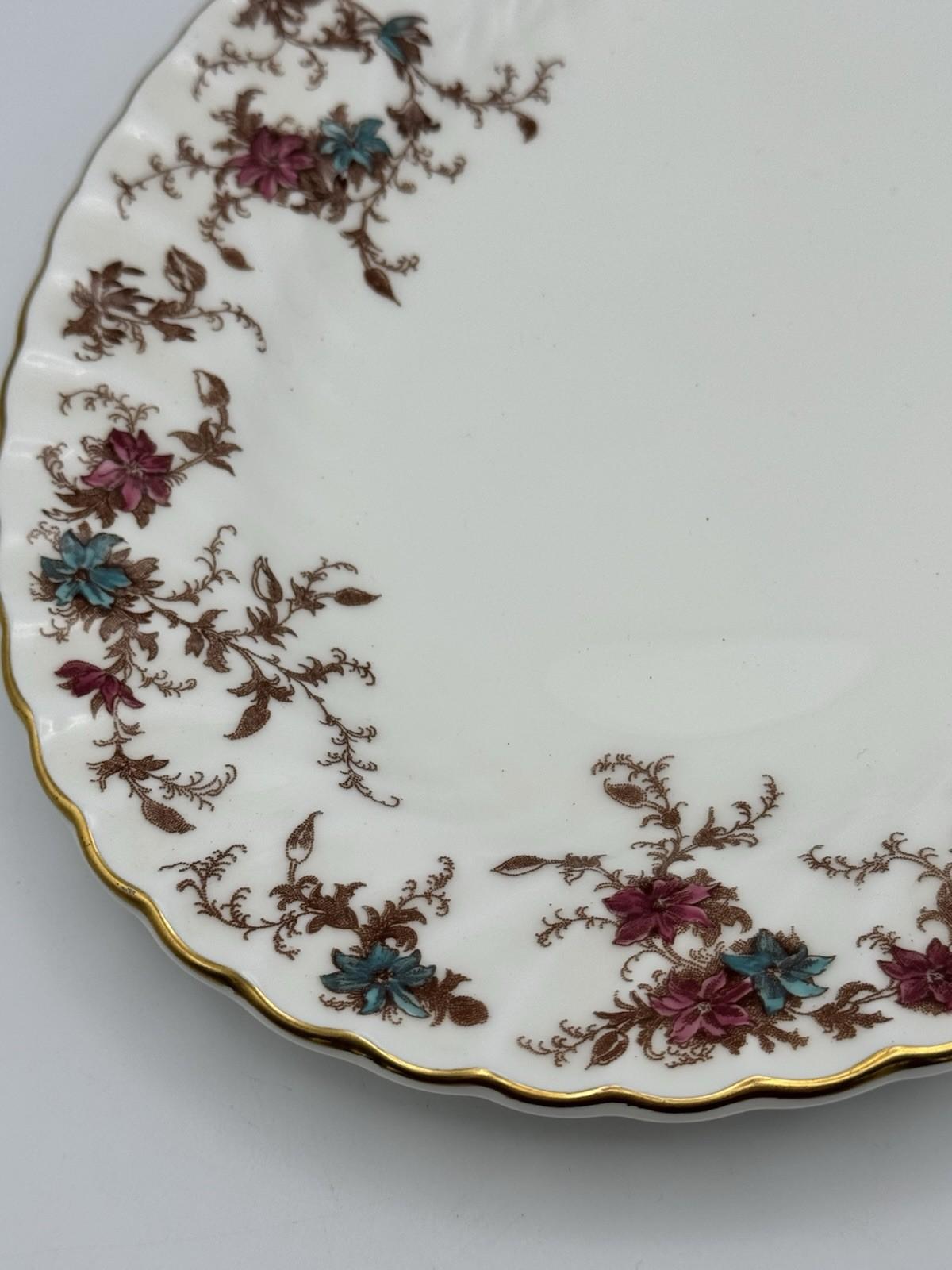 Minton Platter Ancestral Scalloped Floral Gold Rim England Porcelain 10.25”