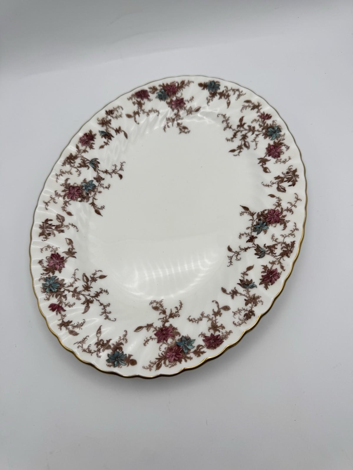 Minton Platter Ancestral Scalloped Floral Gold Rim England Porcelain 10.25”