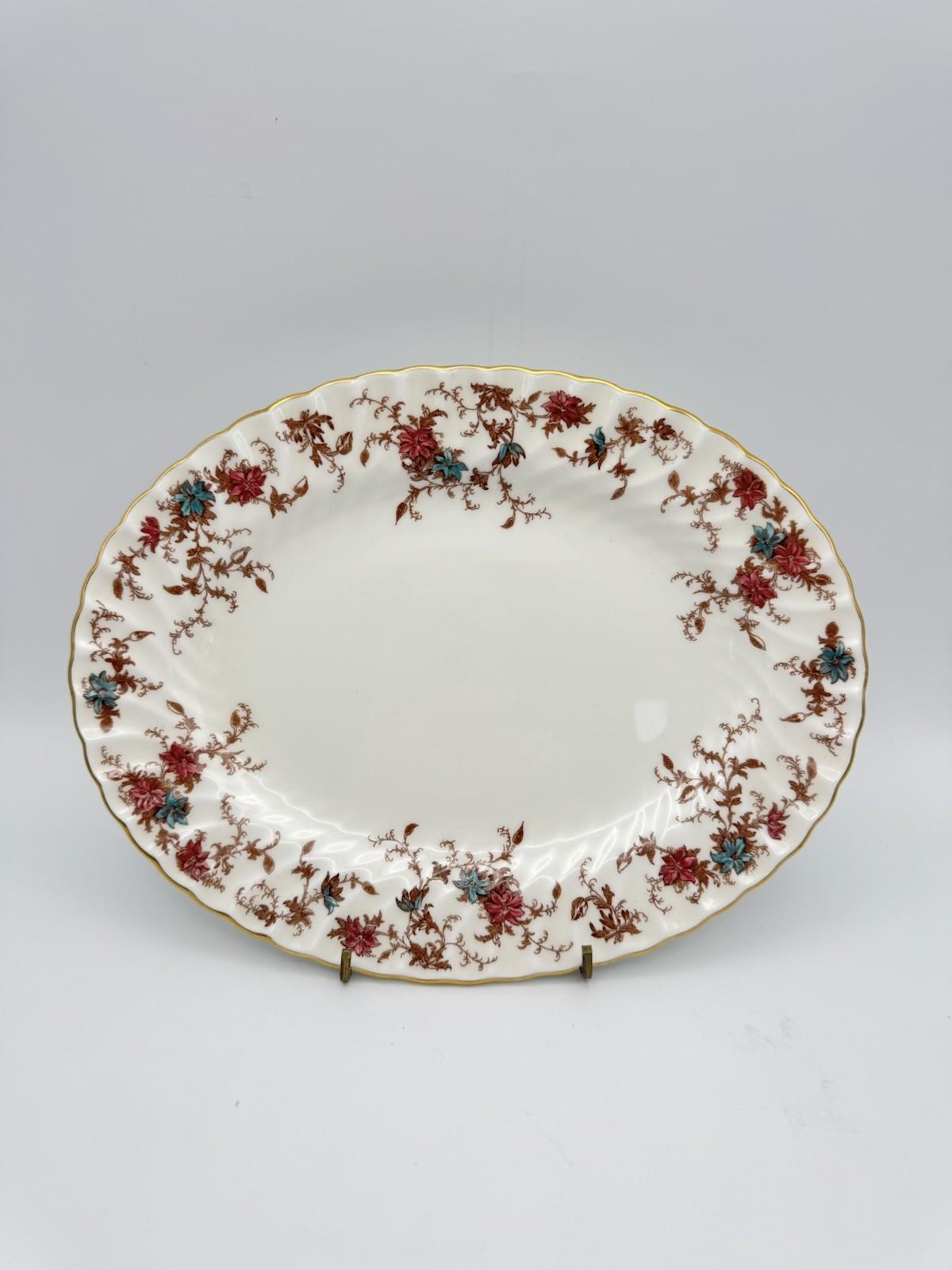 Minton Platter Ancestral Scalloped Floral Gold Rim England Porcelain 10.25”