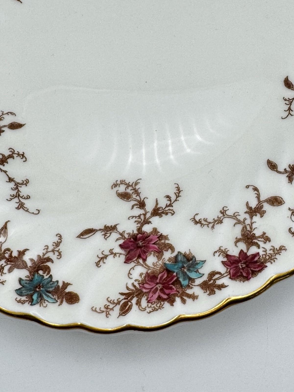 Minton Platter Ancestral Scalloped Floral Gold Rim England Porcelain 10.25”