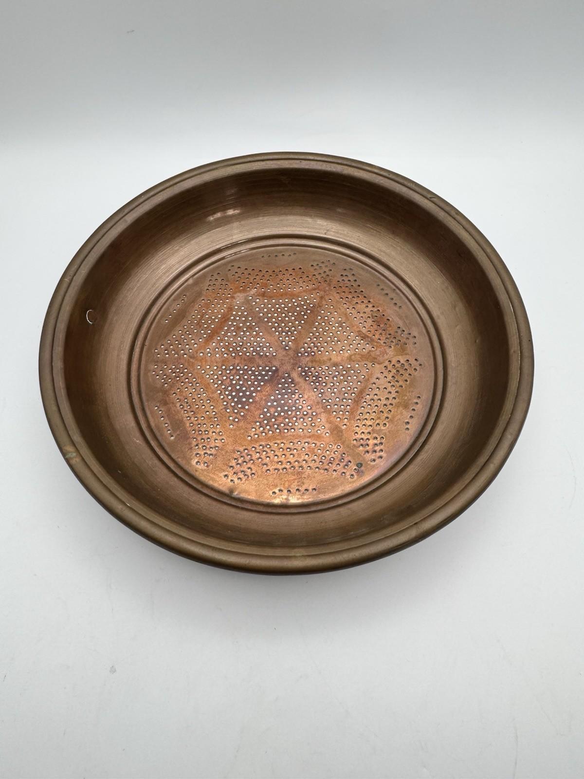 Antique Copper Strainer Sieve Kitchen Colander Rustic European Cookware