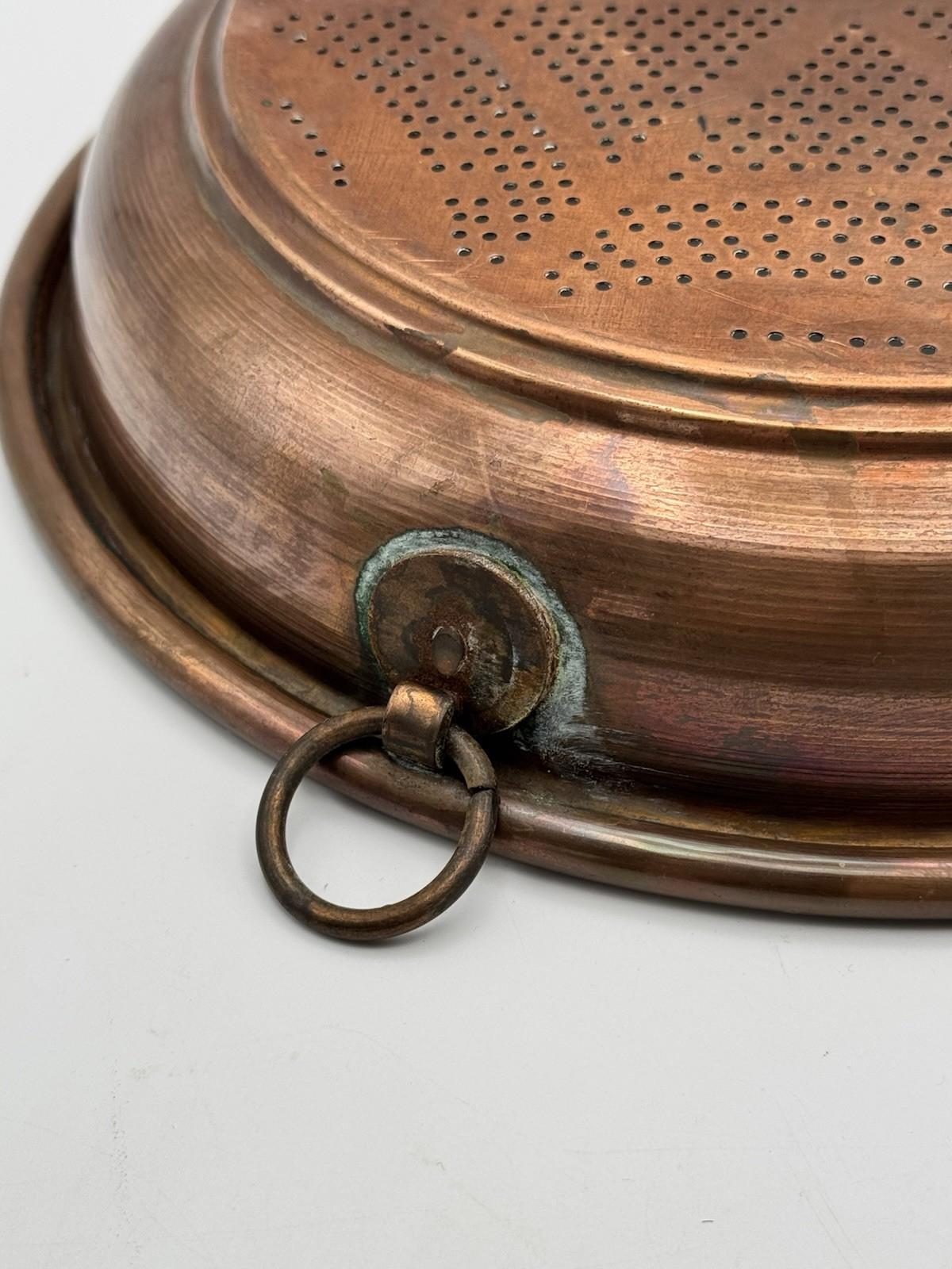 Antique Copper Strainer Sieve Kitchen Colander Rustic European Cookware