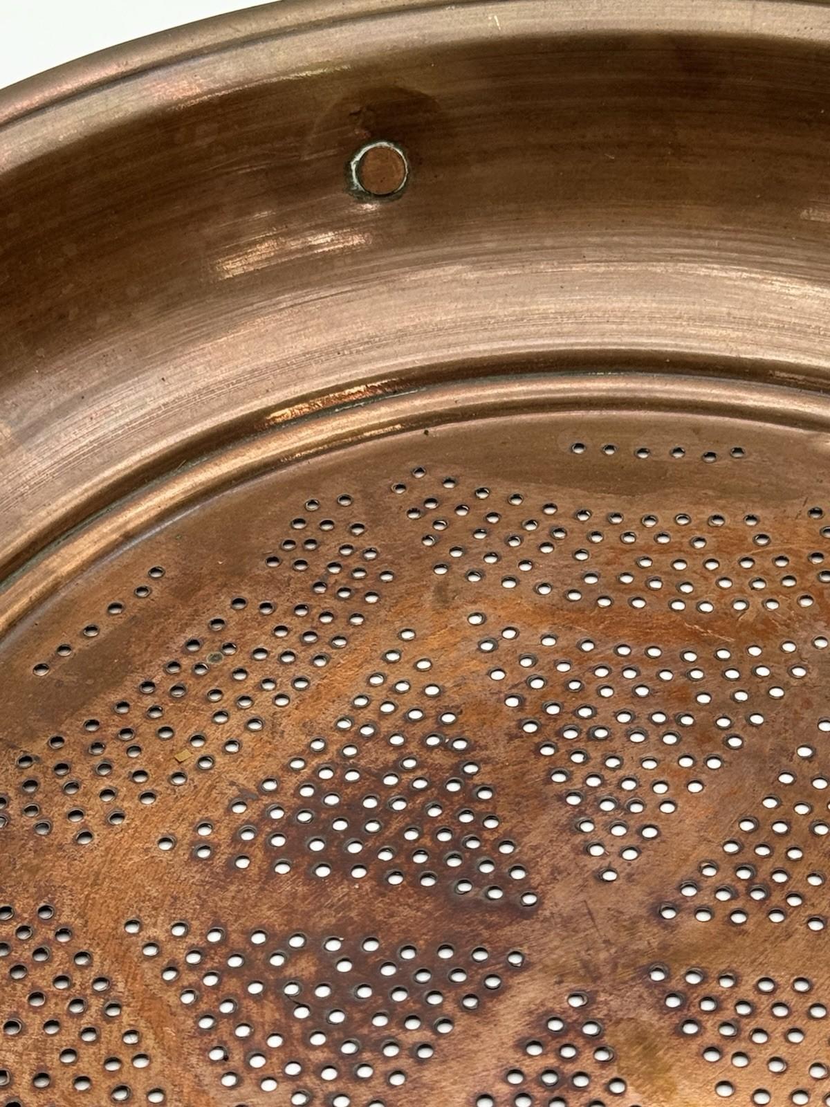 Antique Copper Strainer Sieve Kitchen Colander Rustic European Cookware