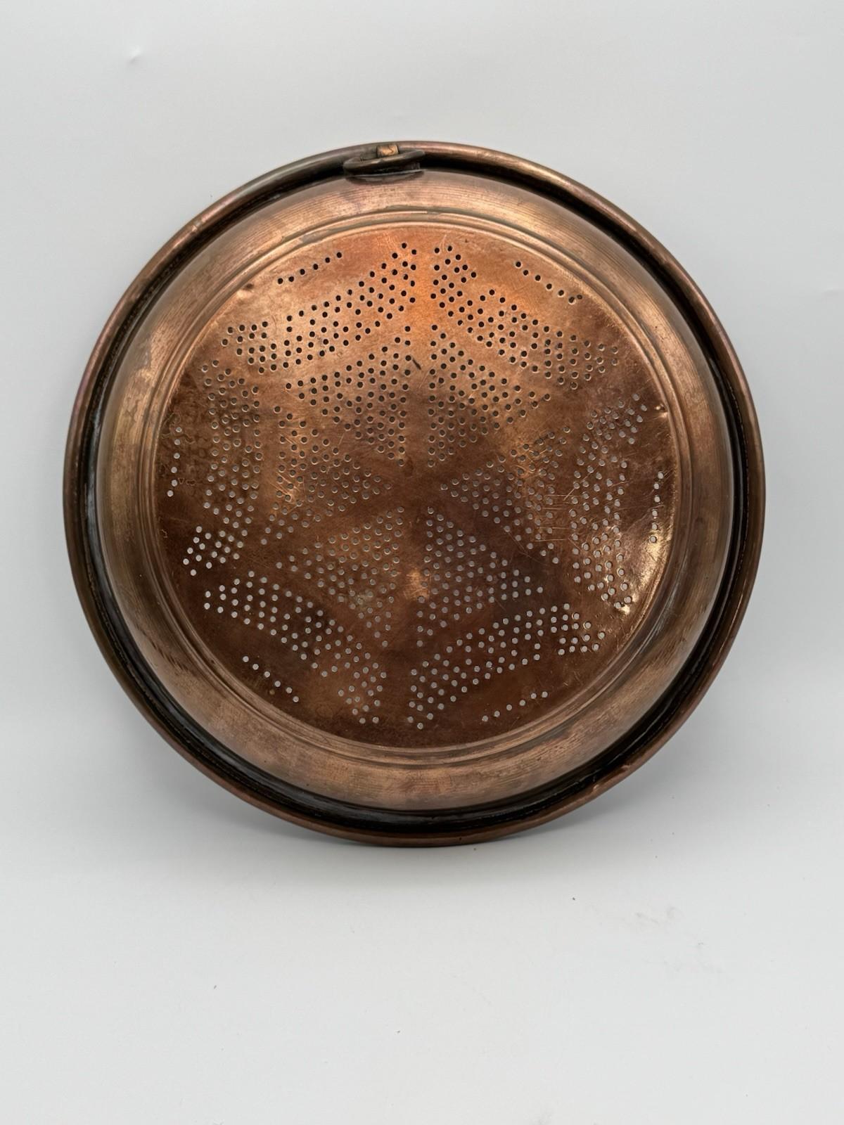 Antique Copper Strainer Sieve Kitchen Colander Rustic European Cookware